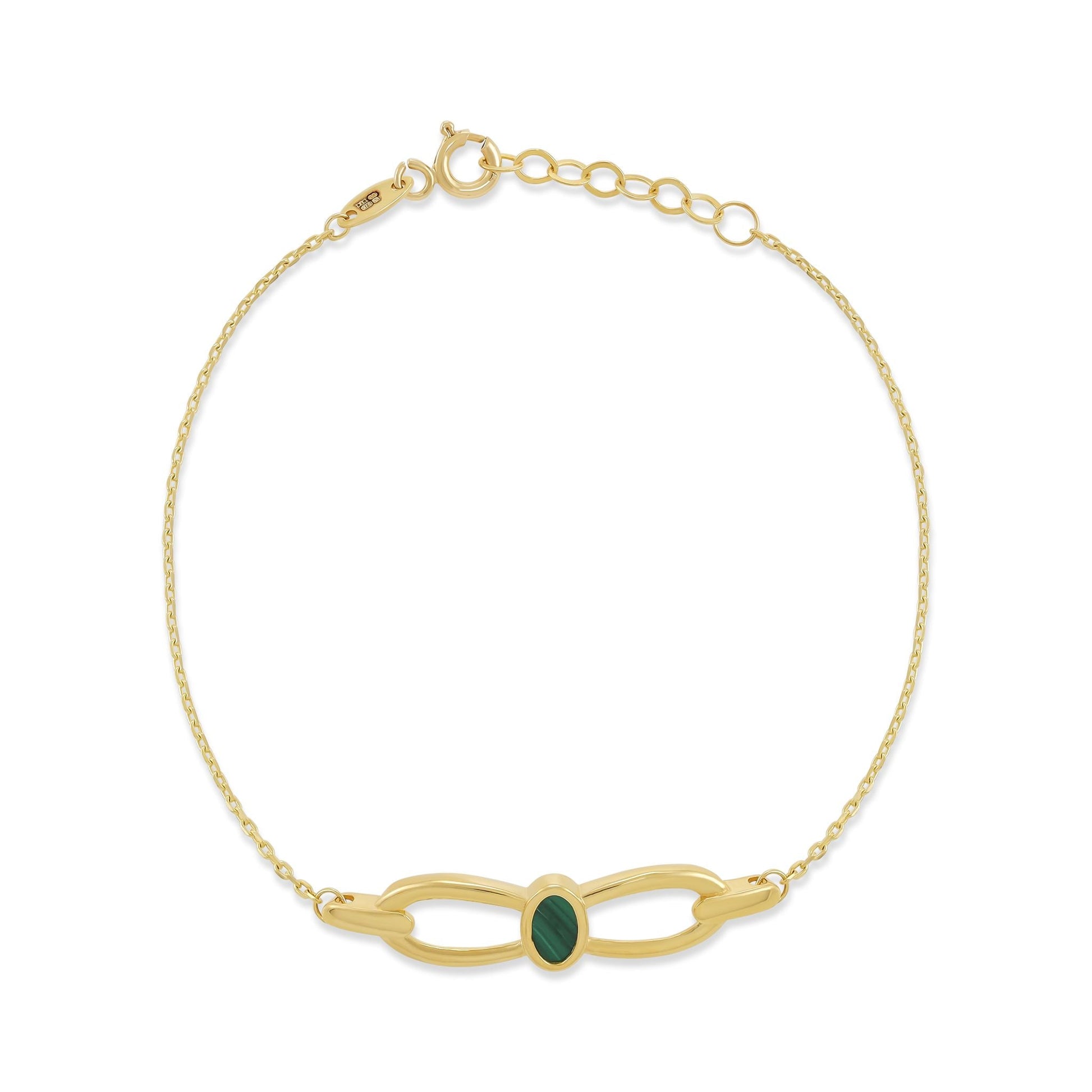 9ct Yellow Gold Green Enamel Bracelet - FJewellery