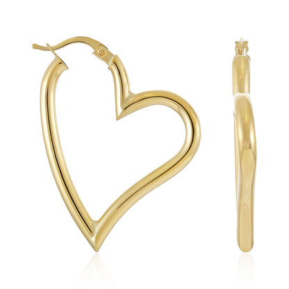 9ct Yellow Gold Heart Hoop Earrings ERG0066 - FJewellery