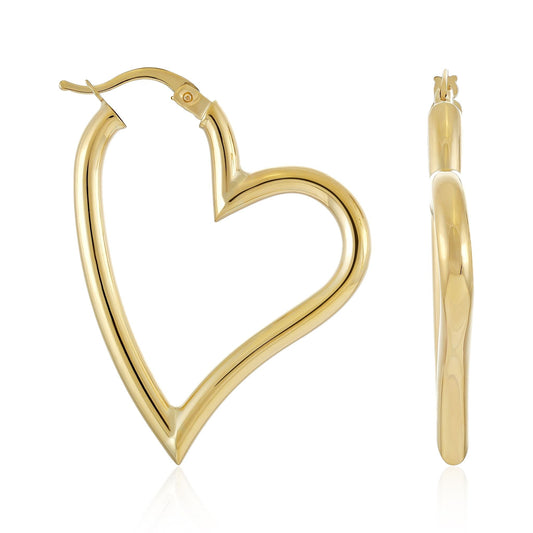 9ct Yellow Gold Heart Hoop Earrings ERG0066 - FJewellery