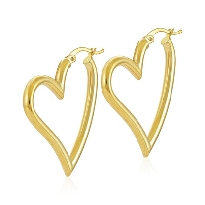 9ct Yellow Gold Heart Hoop Earrings ERG0066 - FJewellery