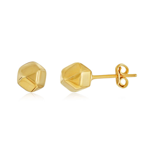 9ct Yellow Gold Hexagonal Stud Earrings - FJewellery
