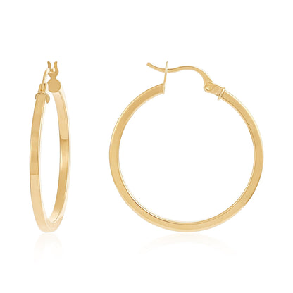 9ct Yellow Gold Hoop Earrings - 30mm - FJewellery