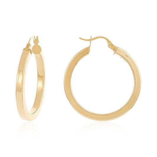 9ct Yellow Gold Hoop Earrings - 31mm - FJewellery