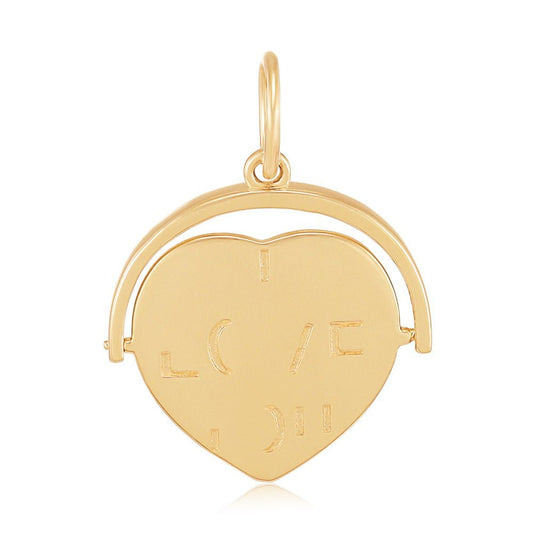 9ct Yellow Gold I Love You Spinner Pendant - FJewellery