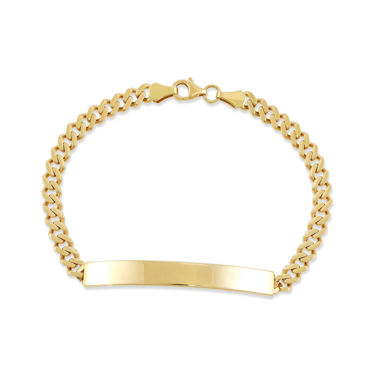 9ct Yellow Gold Id Tag Curb Chain Bracelet - FJewellery