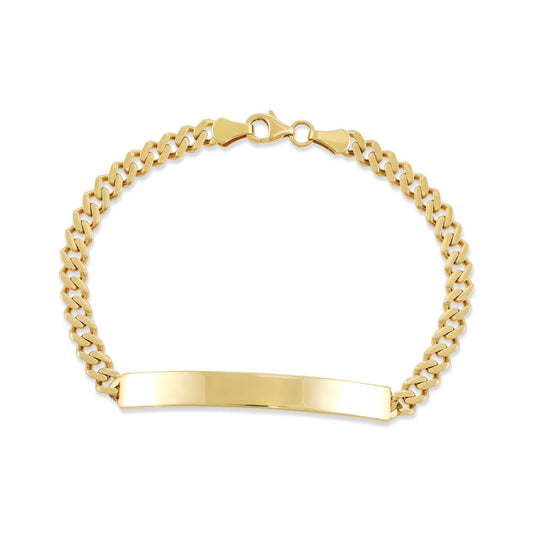 9ct Yellow Gold Id Tag Curb Chain Bracelet - FJewellery