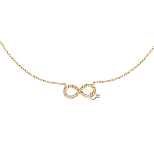 9ct Yellow Gold Infinity Cubic zirconia Necklace 1mm - FJewellery