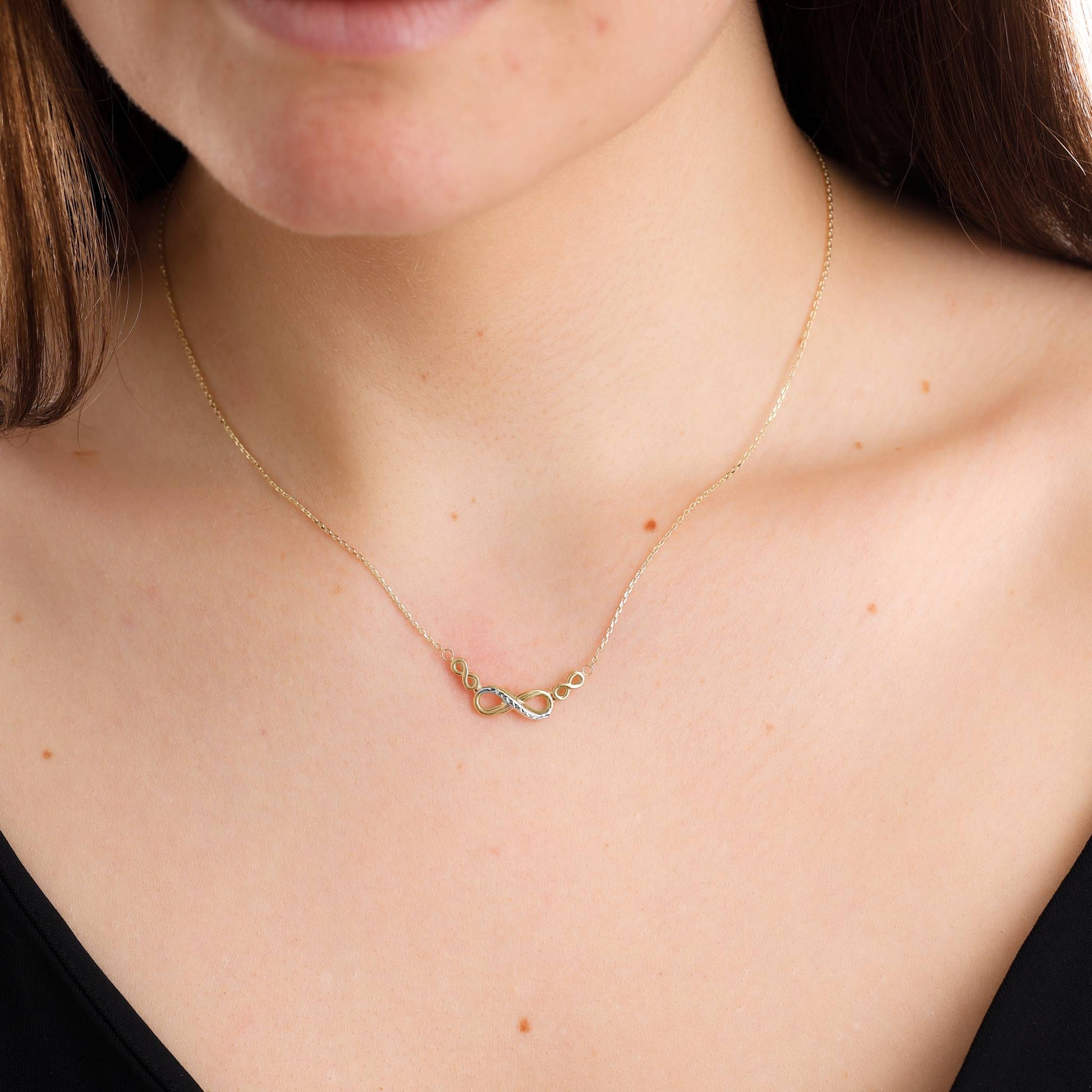 9ct Yellow Gold Infinity Pendant Necklace - FJewellery