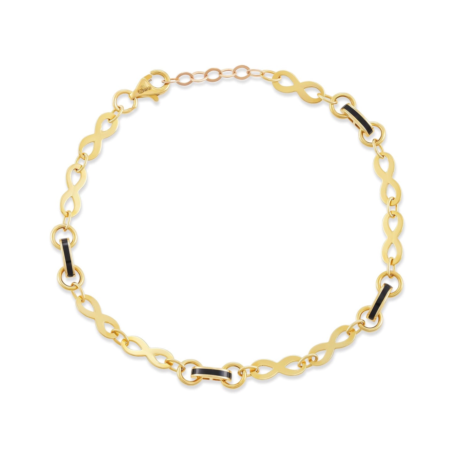 9ct Yellow Gold Infinity Sign Bracelet - FJewellery