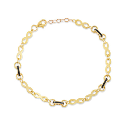 9ct Yellow Gold Infinity Sign Bracelet - FJewellery