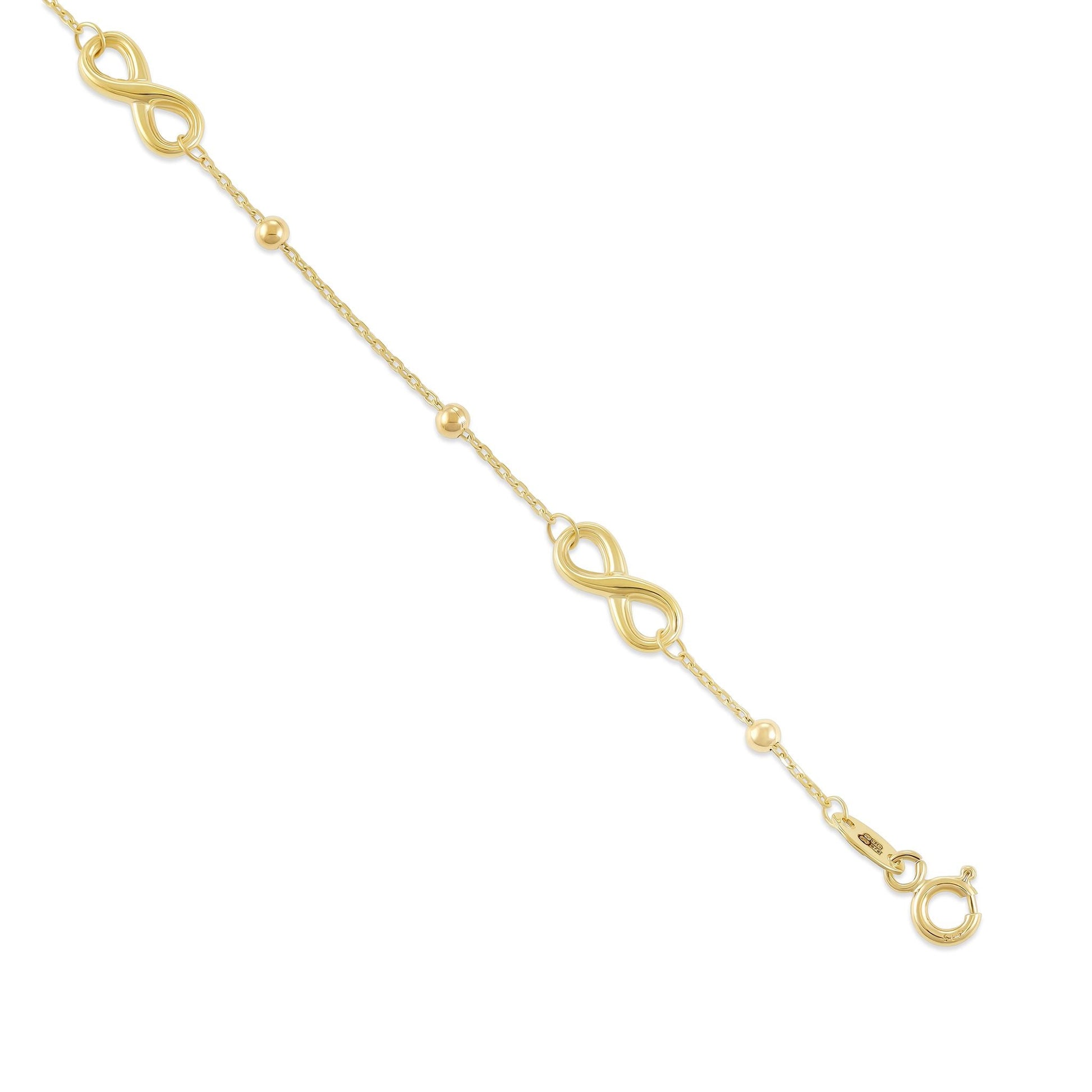 9ct Yellow Gold Infinity Sign Bracelet - FJewellery