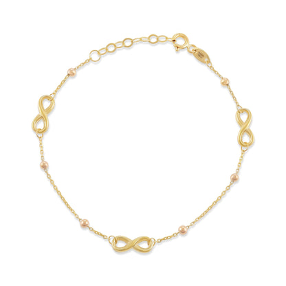 9ct Yellow Gold Infinity Sign Bracelet - FJewellery