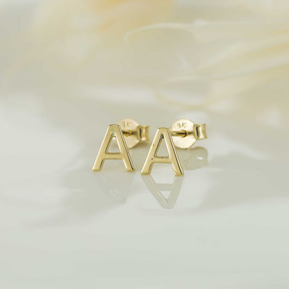 9ct Yellow Gold Initial Stud Earrings - Letter A - FJewellery