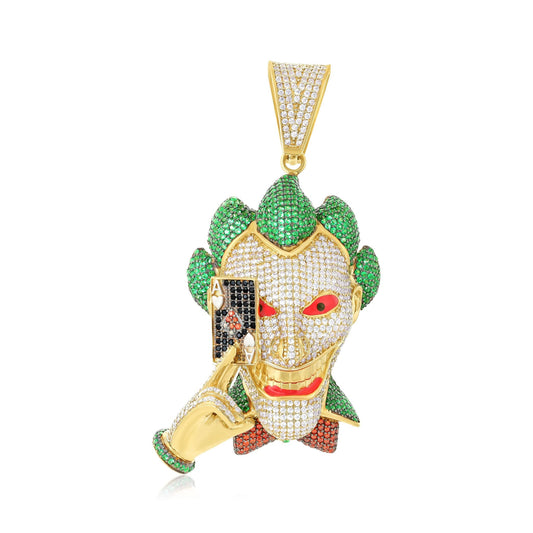 9ct Yellow Gold Joker Pendant with Cubic Zirconia - FJewellery
