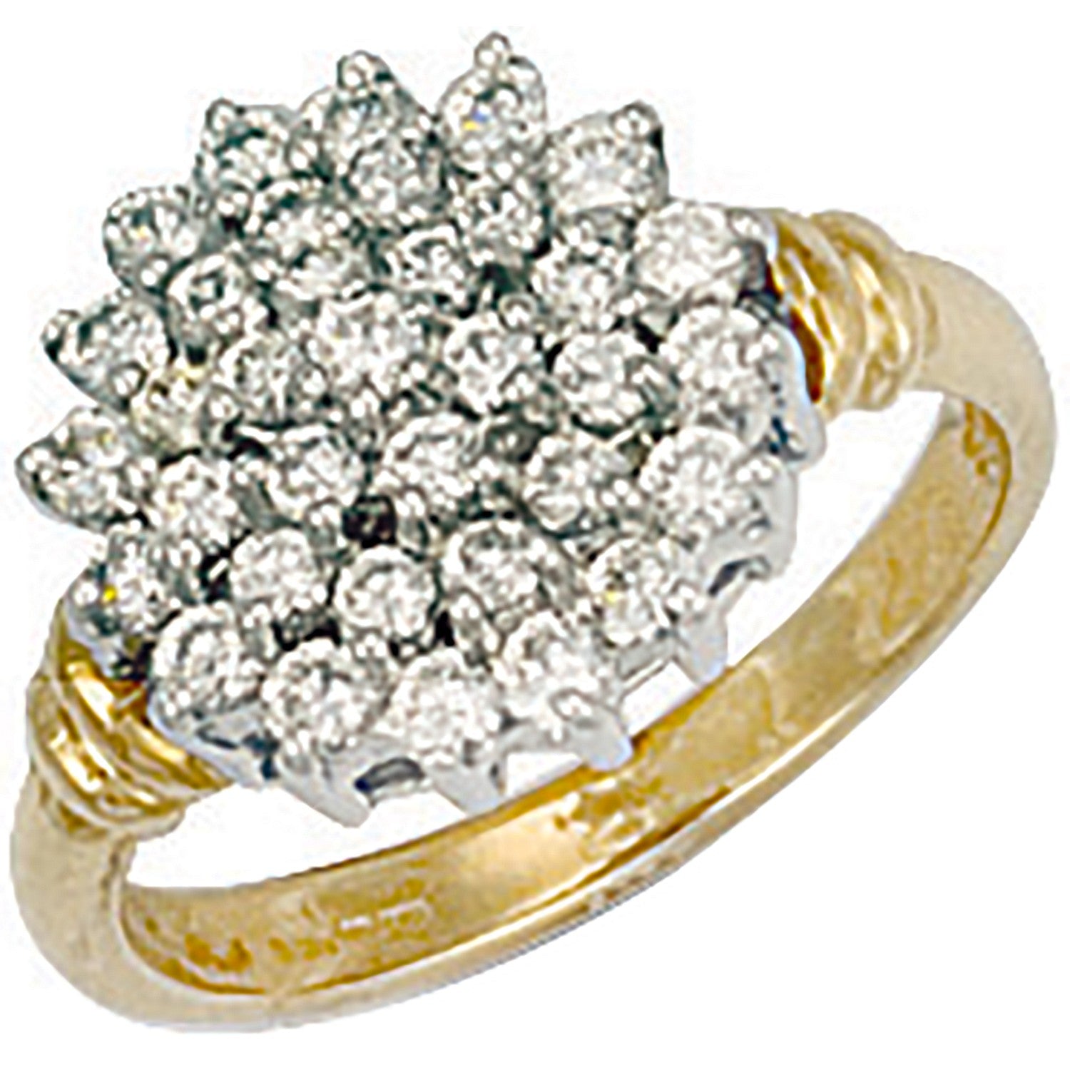 9ct Yellow Gold Large Cz Cluster Ring - FJewellery