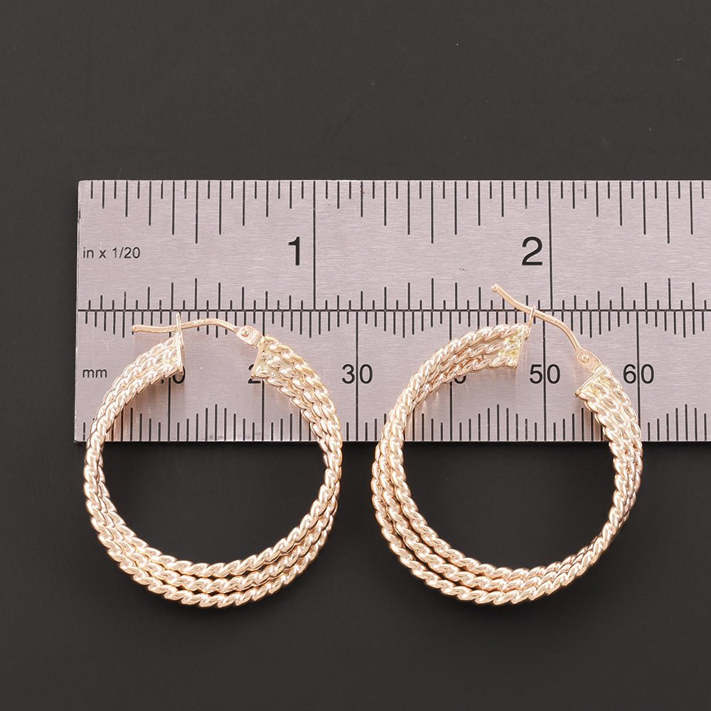 9ct Yellow Gold Large Hoop Earrings 31.5 X 28mm - FJewellery
