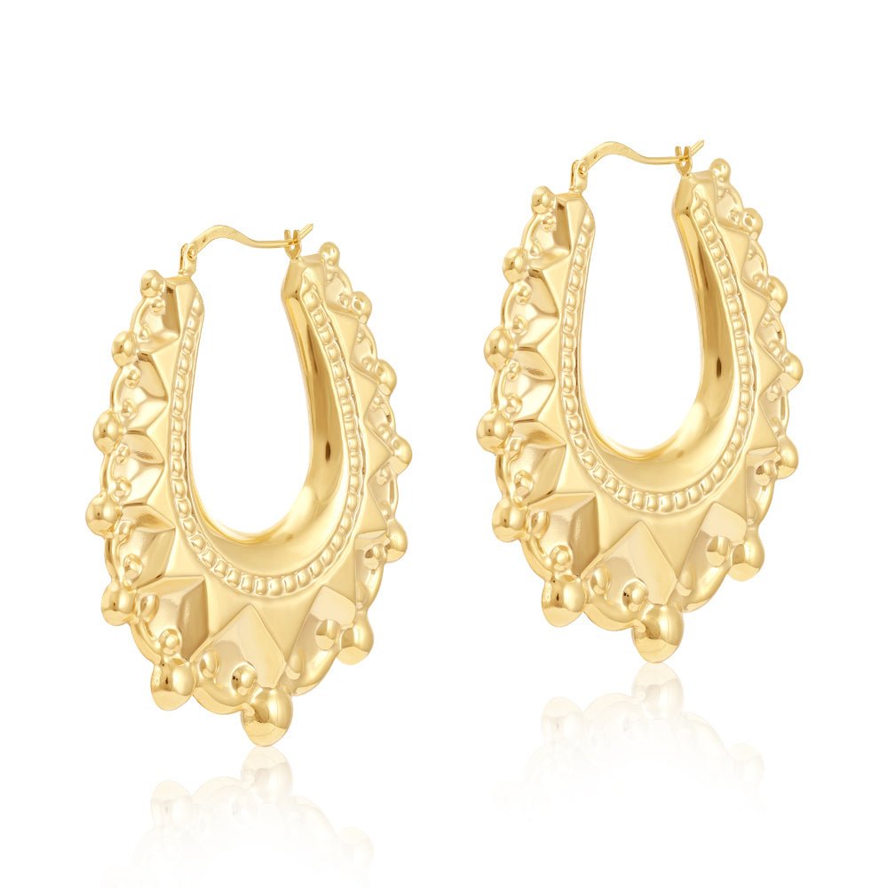 9ct Yellow Gold Large Traditional Creoles Earrings - FJewellery