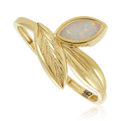 9ct Yellow Gold Leaf Detail Ring - FJewellery