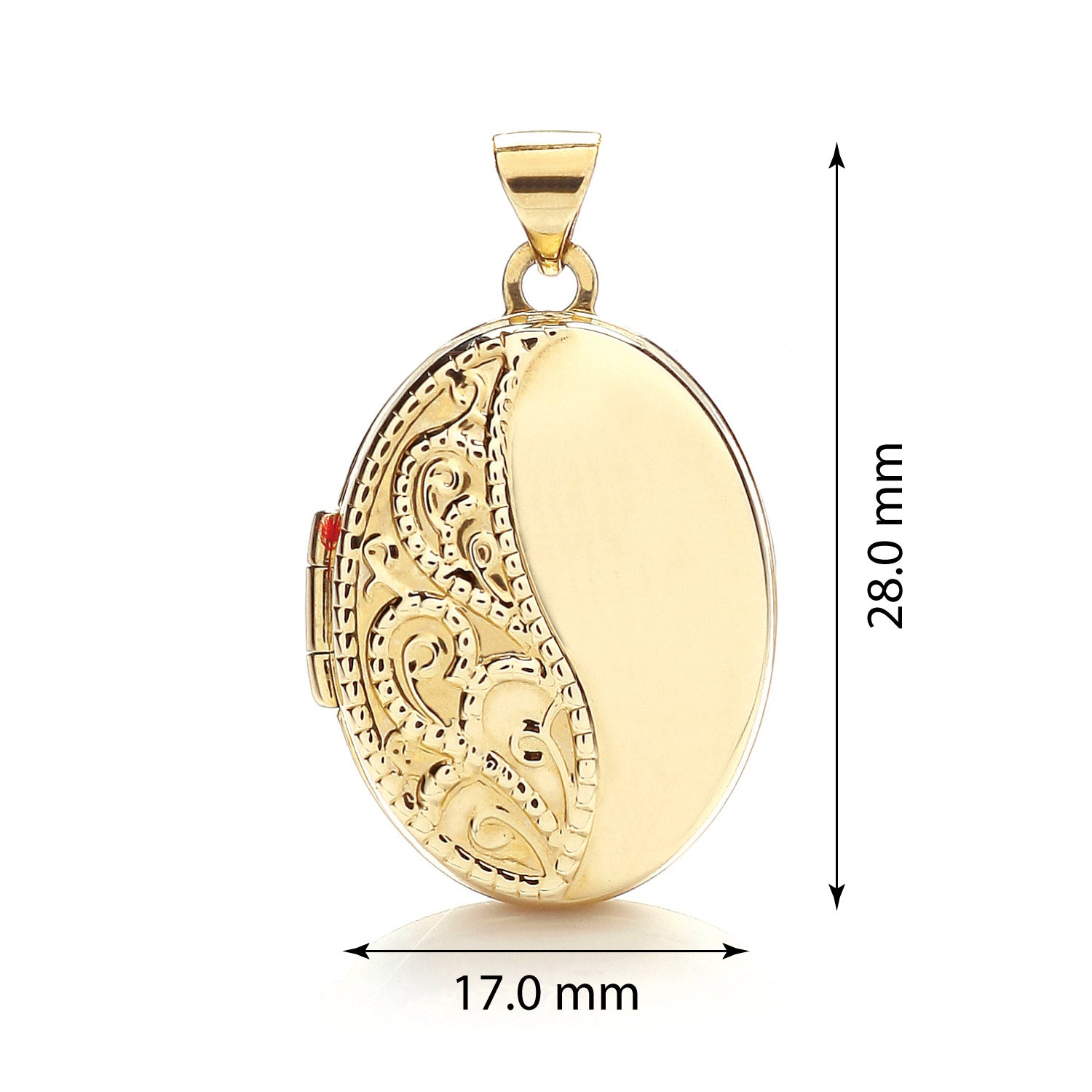 9ct Yellow Gold Left Side Decorated Oval Locket - FJewellery
