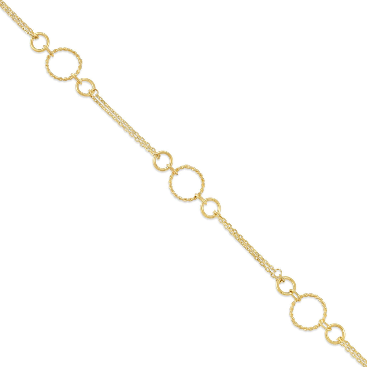 9ct Yellow Gold Loop Double Chain Bracelet - FJewellery