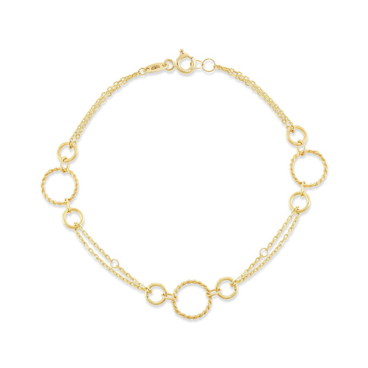 9ct Yellow Gold Loop Double Chain Bracelet - FJewellery