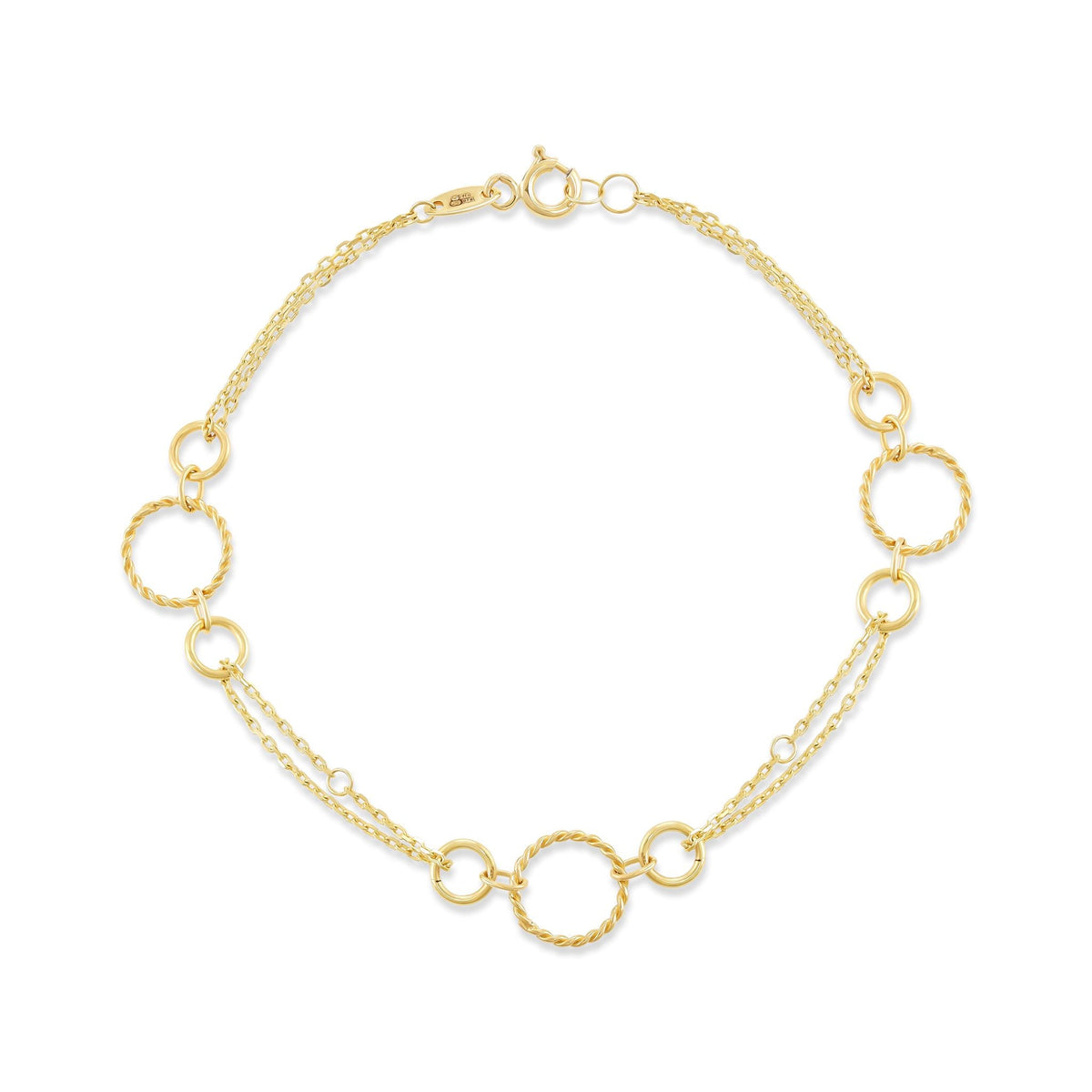 9ct Yellow Gold Loop Double Chain Bracelet - FJewellery