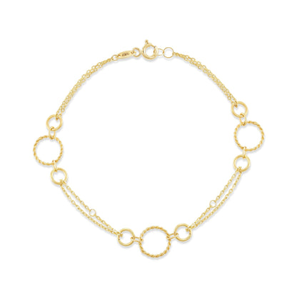 9ct Yellow Gold Loop Double Chain Bracelet - FJewellery