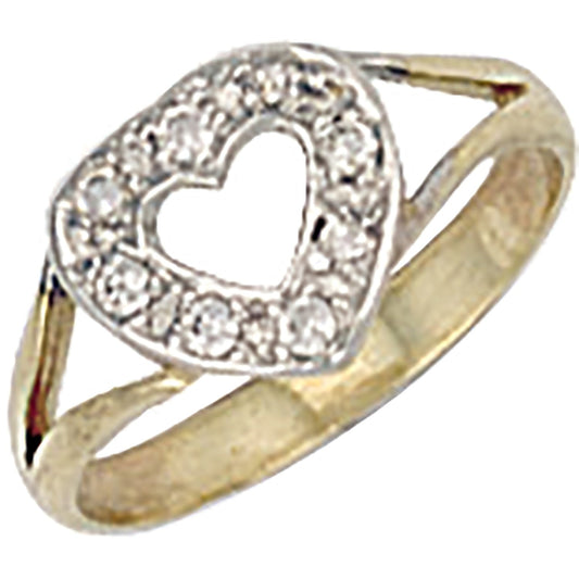 9ct Yellow Gold Lovely Cz Heart Baby Ring - FJewellery