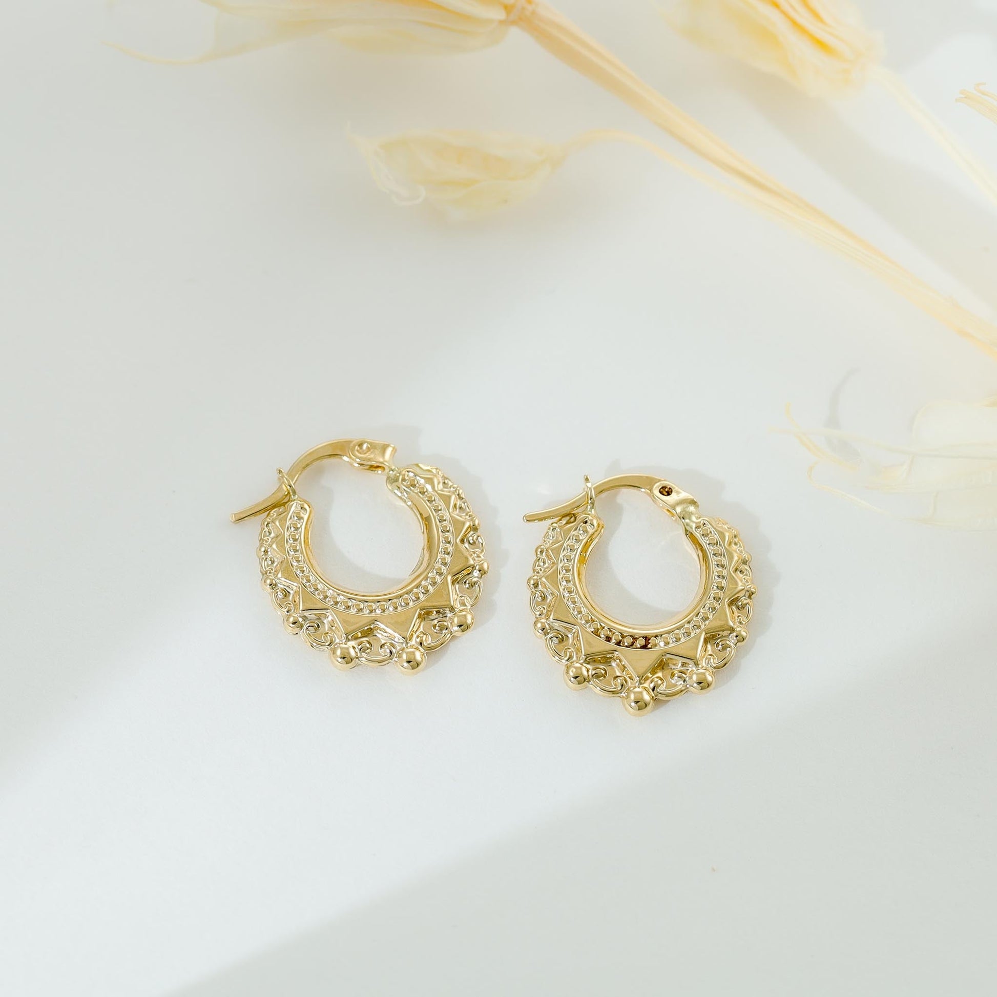 9ct Yellow Gold Mini Creole Hoop Earrings - FJewellery