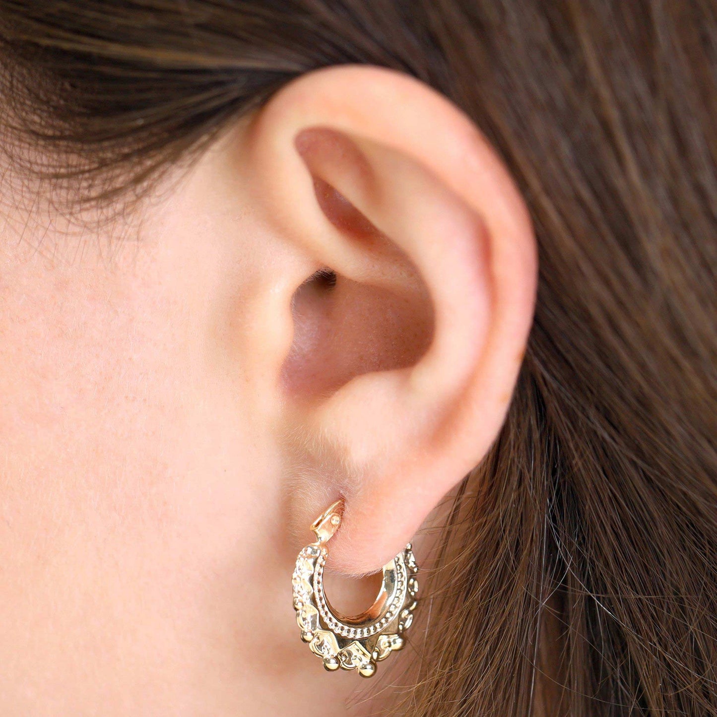 9ct Yellow Gold Mini Creole Hoop Earrings - FJewellery