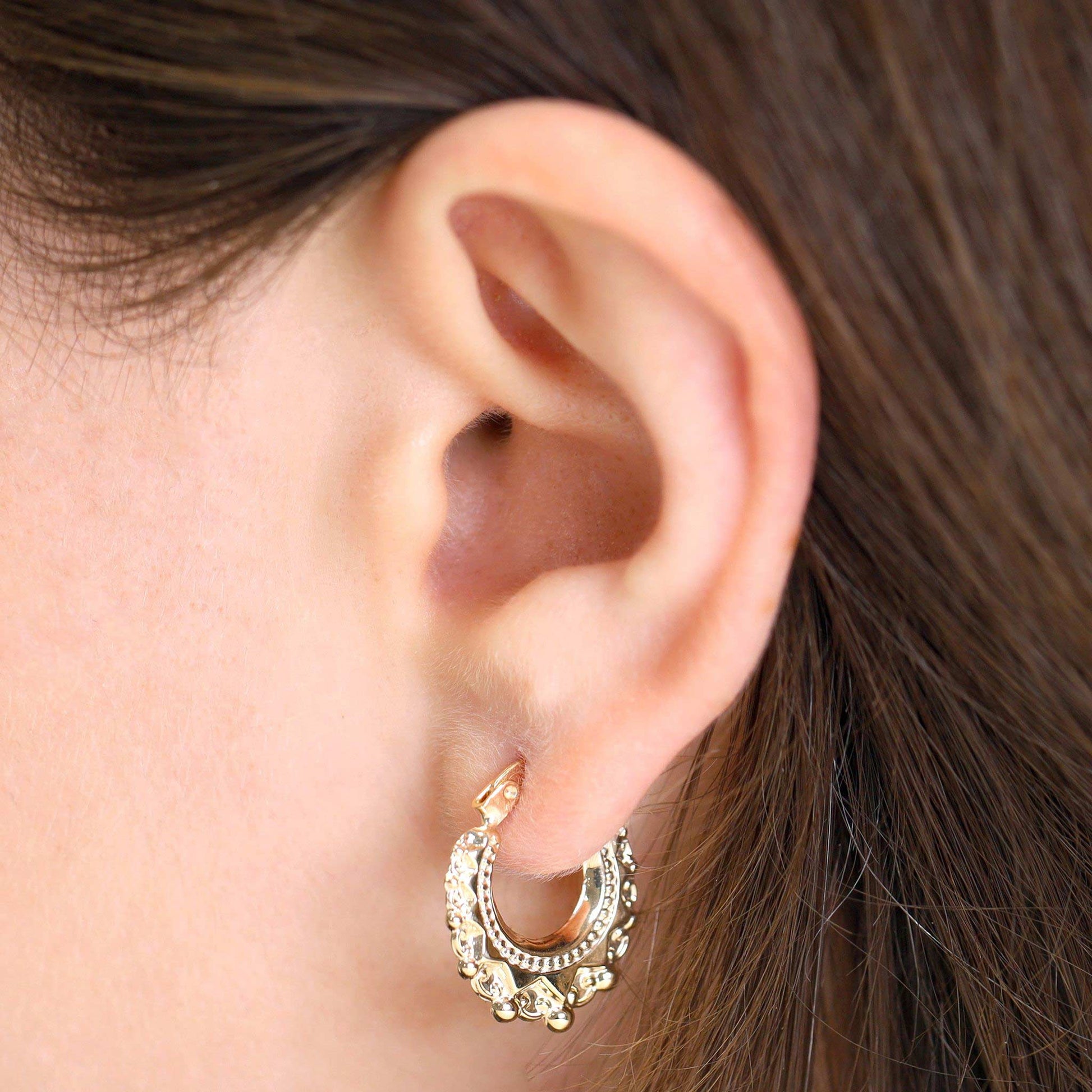9ct Yellow Gold Mini Creole Hoop Earrings - FJewellery