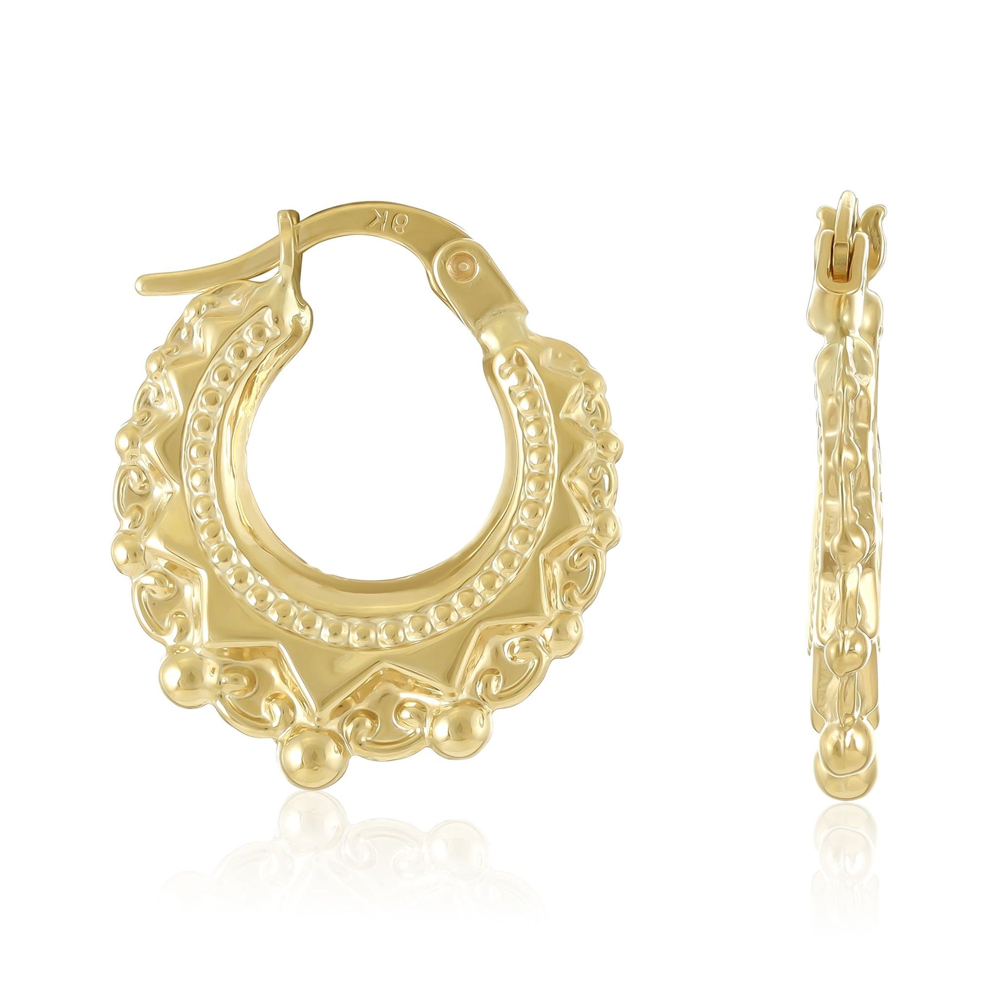 9ct Yellow Gold Mini Creole Hoop Earrings - FJewellery