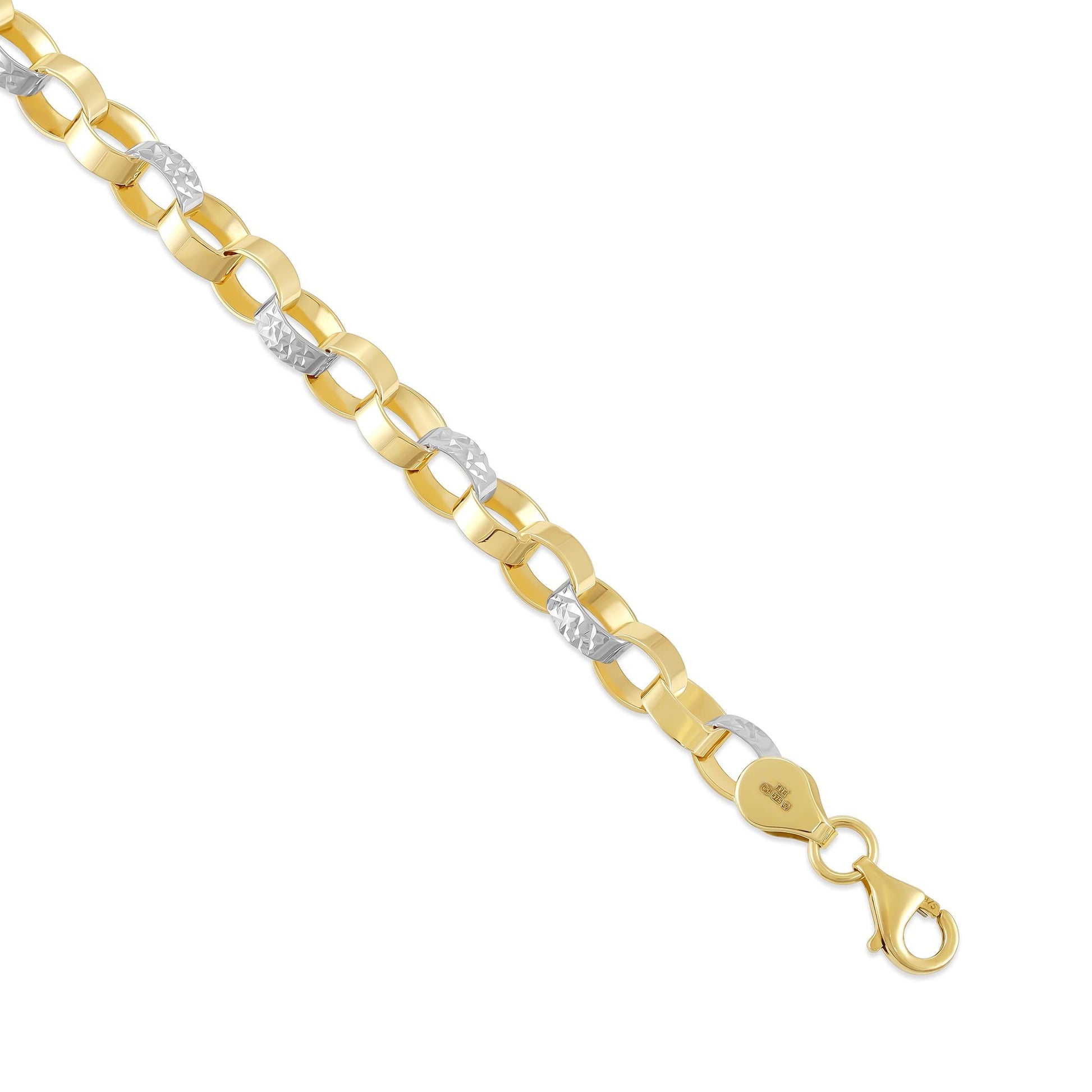 9ct Yellow Gold Mixed Metal Chain Bracelet BR90039 - FJewellery