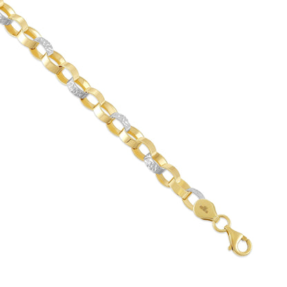 9ct Yellow Gold Mixed Metal Chain Bracelet BR90039 - FJewellery