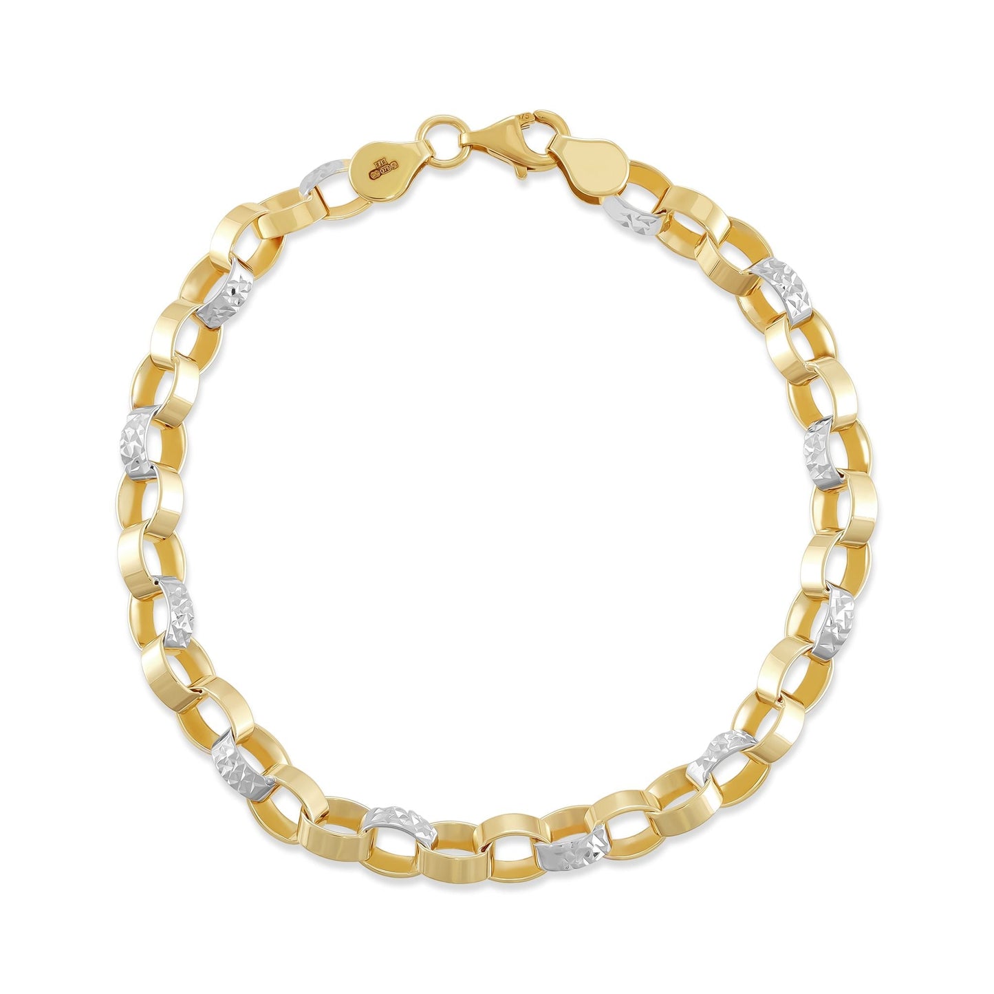 9ct Yellow Gold Mixed Metal Chain Bracelet BR90039 - FJewellery