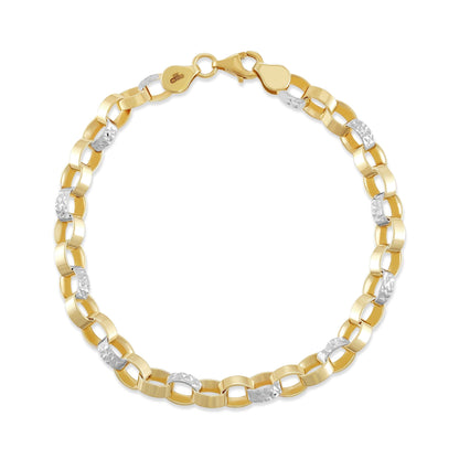 9ct Yellow Gold Mixed Metal Chain Bracelet BR90039 - FJewellery