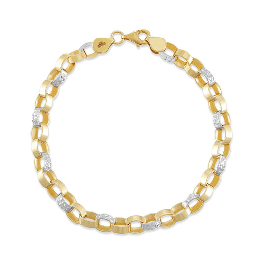 9ct Yellow Gold Mixed Metal Chain Bracelet BR90039 - FJewellery