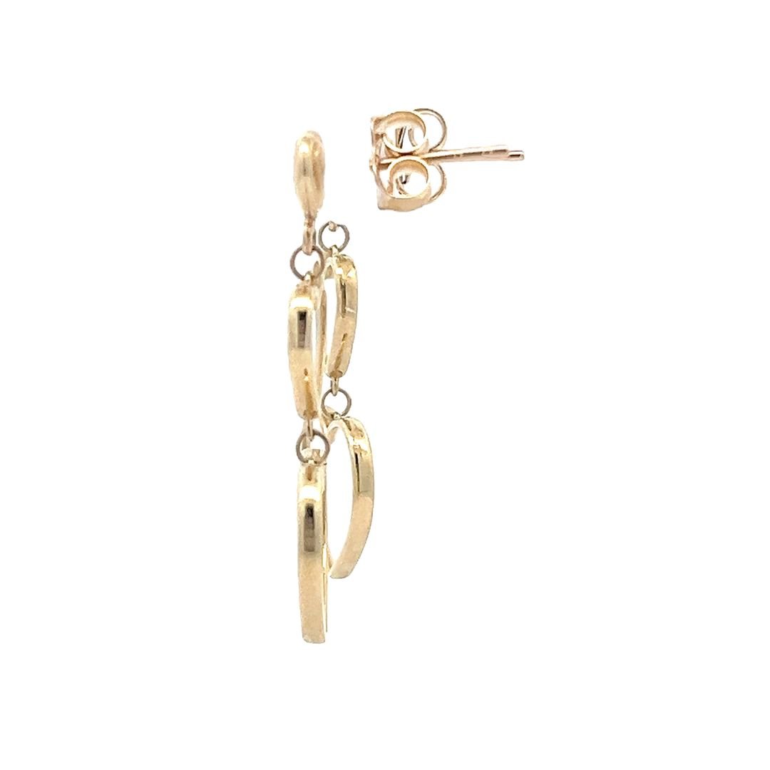 9ct Yellow gold Mother of Pearl Hearts Drop Earrings - FJewellery