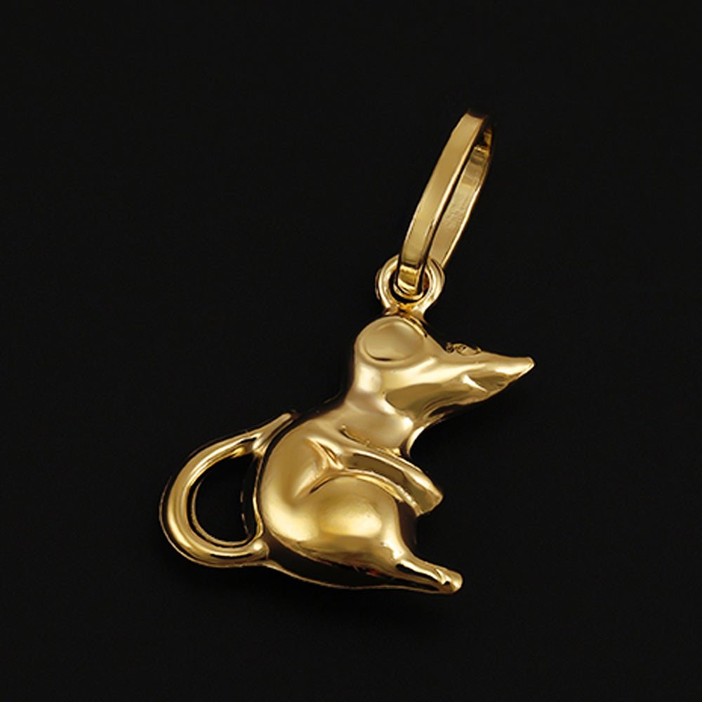 9ct Yellow Gold Mouse Pendant - FJewellery