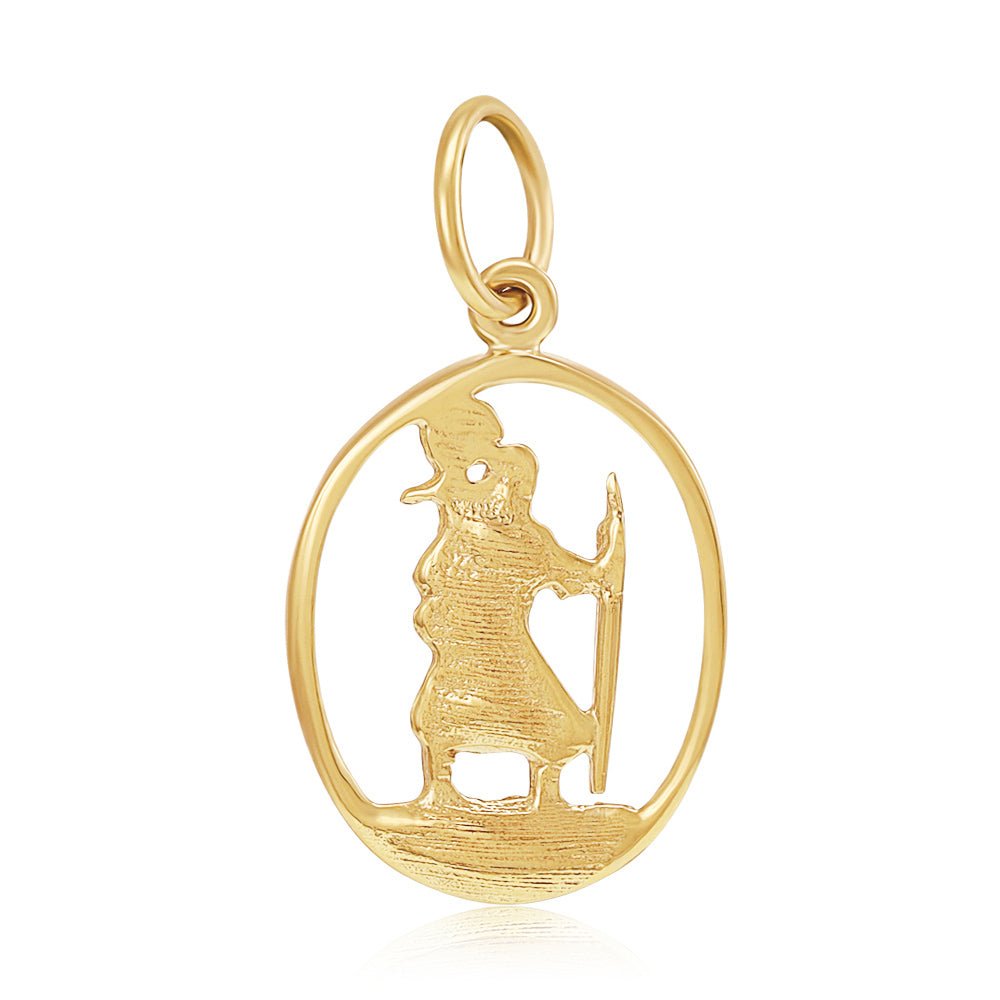 9ct Yellow gold Oval Cut Out St Christopher Pendant - FJewellery