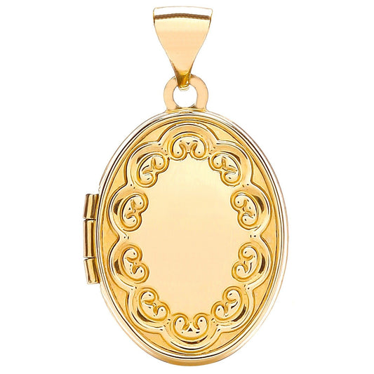 9ct Yellow Gold Oval Designed Locket - FJewellery