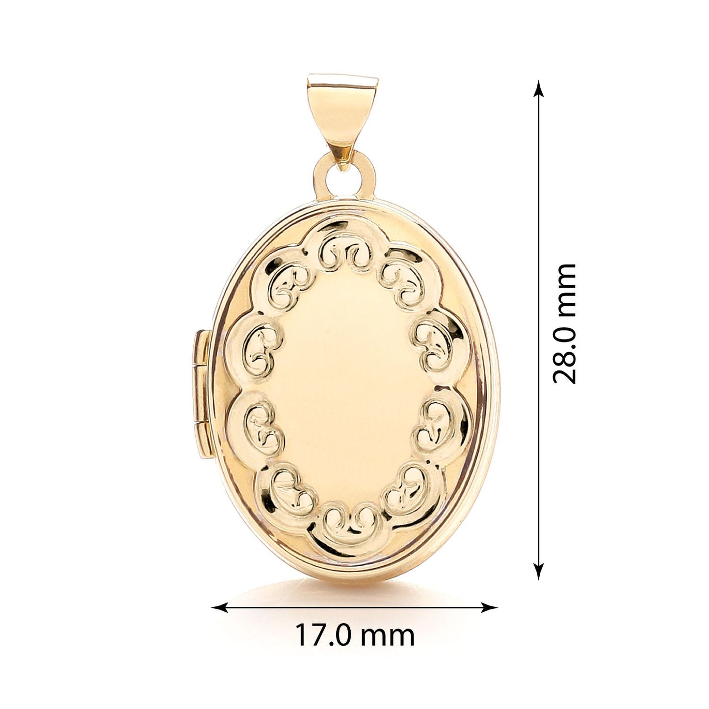 9ct Yellow Gold Oval Engraved Locket - FJewellery
