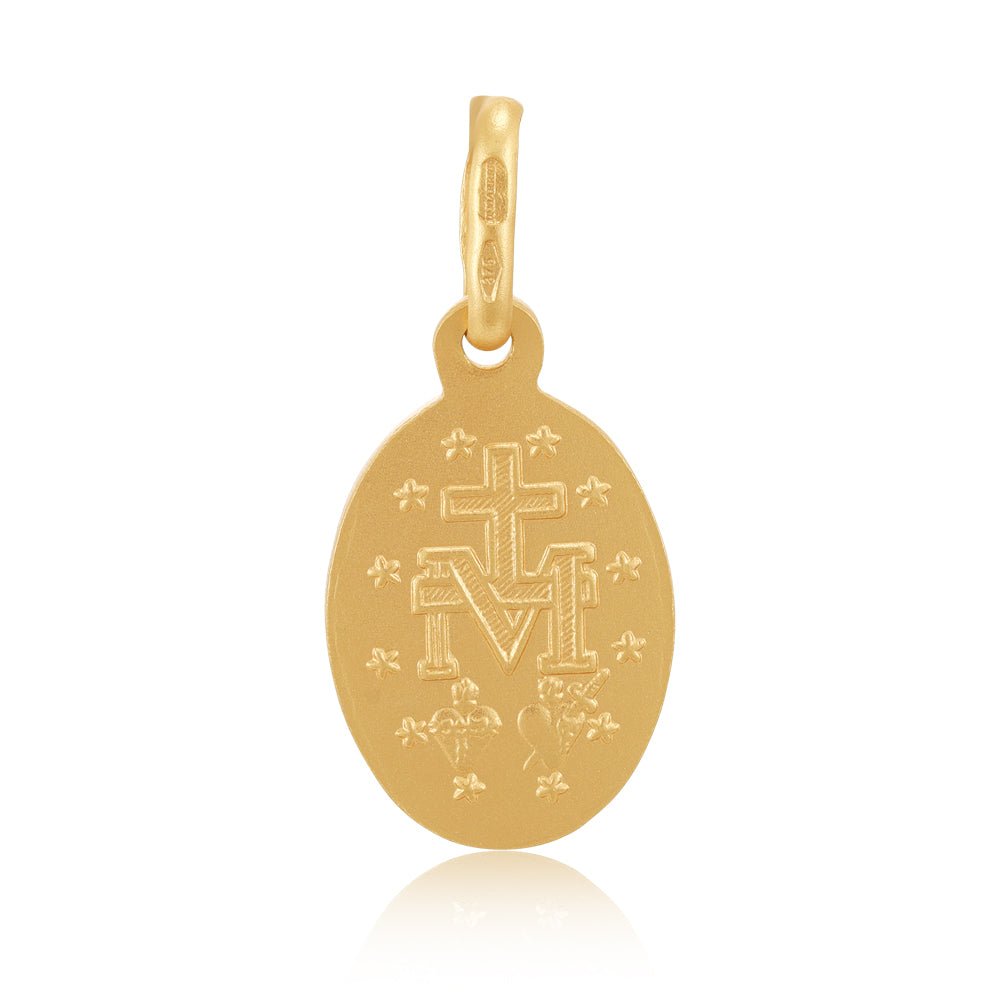9ct Yellow Gold Oval Shaped Miraculous Medallion Pendant - FJewellery