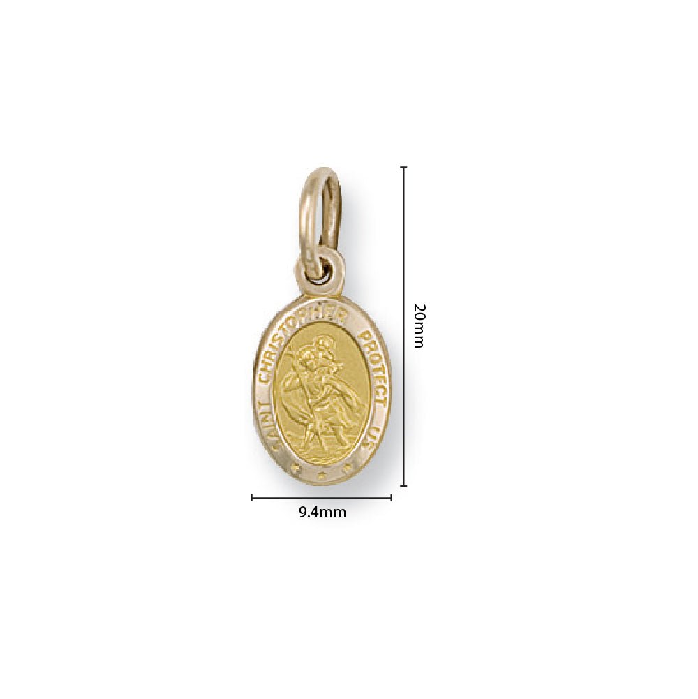 9ct Yellow Gold Oval St Christopher Protect Us Pendant - FJewellery