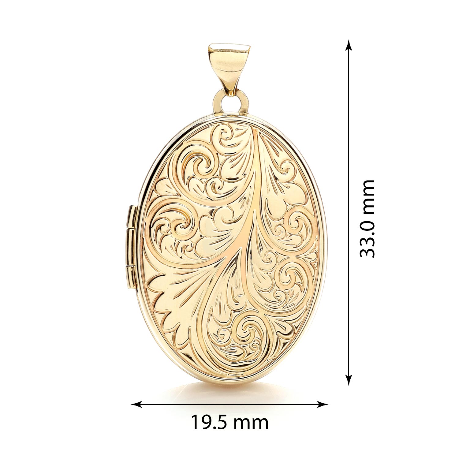 9ct Yellow Gold Oval Wind Engraved Locket - FJewellery