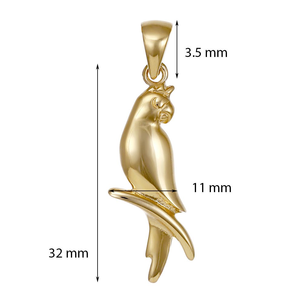 9ct Yellow Gold Parrot Pendants PD60 - 9 - 46 - 22 - FJewellery