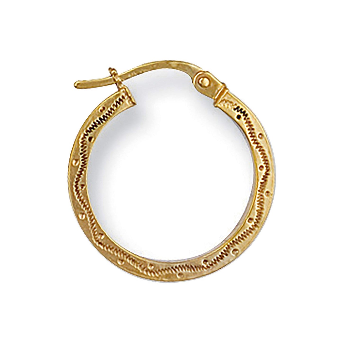 9ct Yellow Gold Pattern Design Hoop Earrings - FJewellery