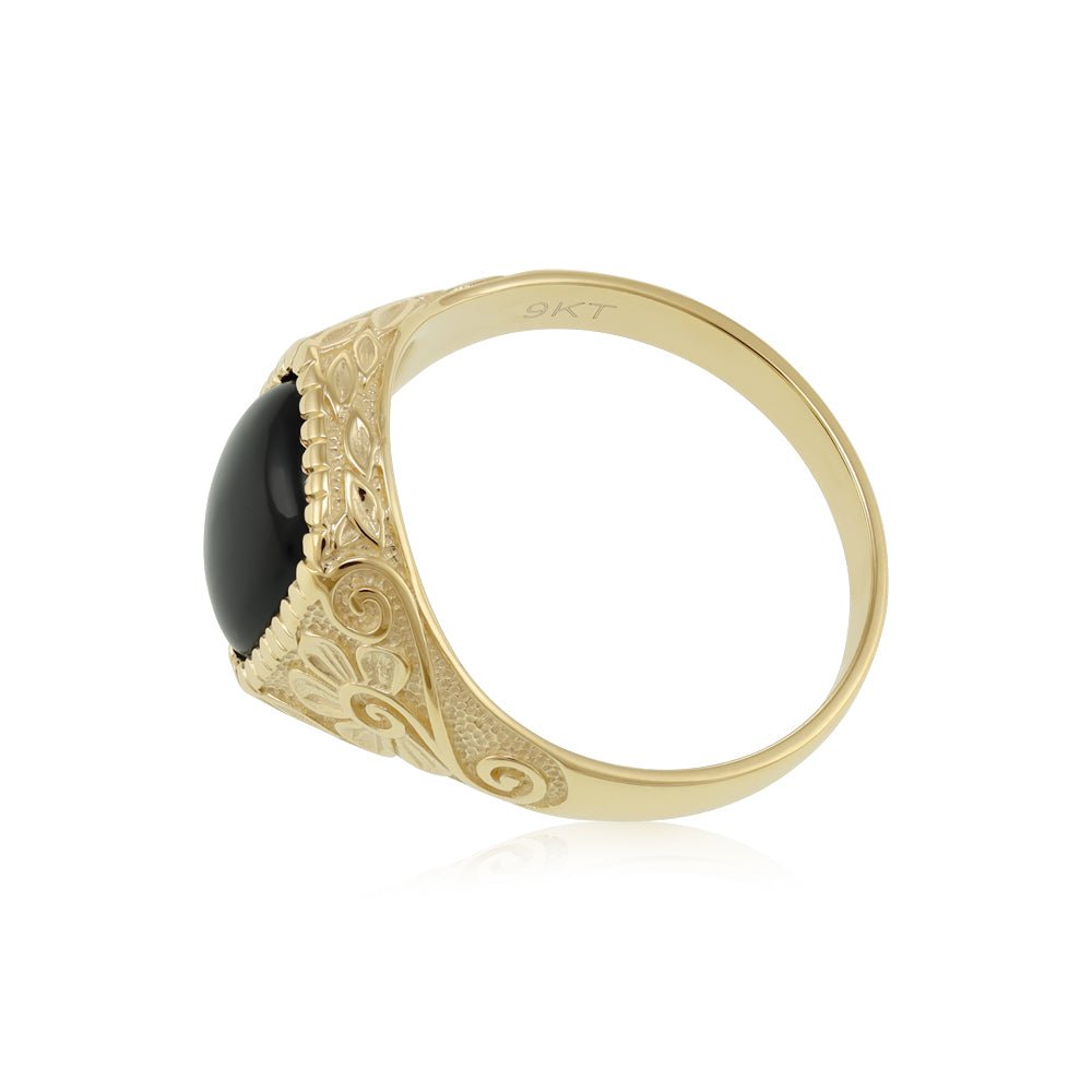 9ct Yellow Gold Patterned Side Ring 111105 - FJewellery