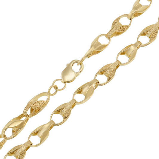 9ct Yellow Gold Plain and Engraved Tulip Chain DSHCN0637 - FJewellery