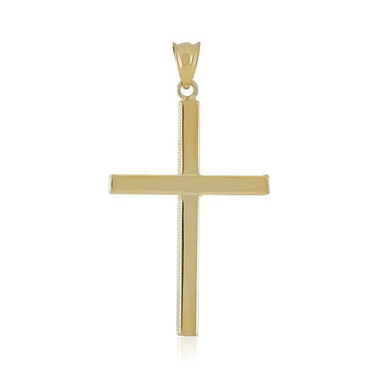 9ct Yellow Gold Plain Cross Pendant - FJewellery